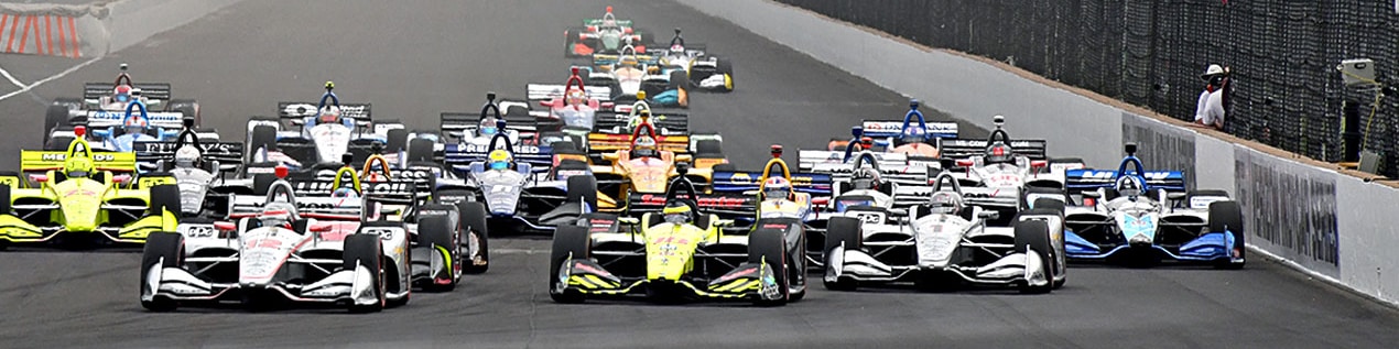 indy cars racing to through the start line Rochester